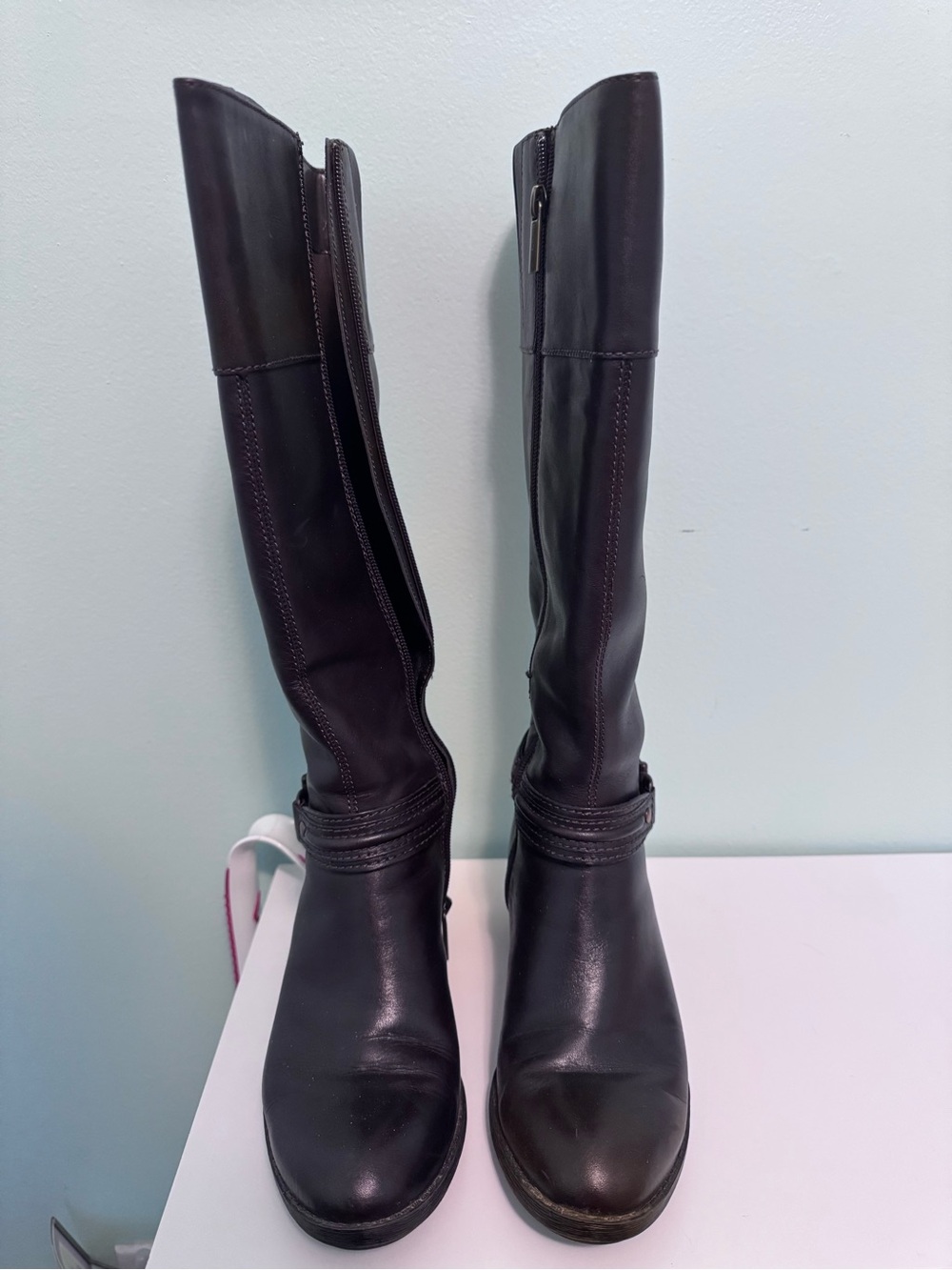 Women's Tall Brown Leather Riding Boots
